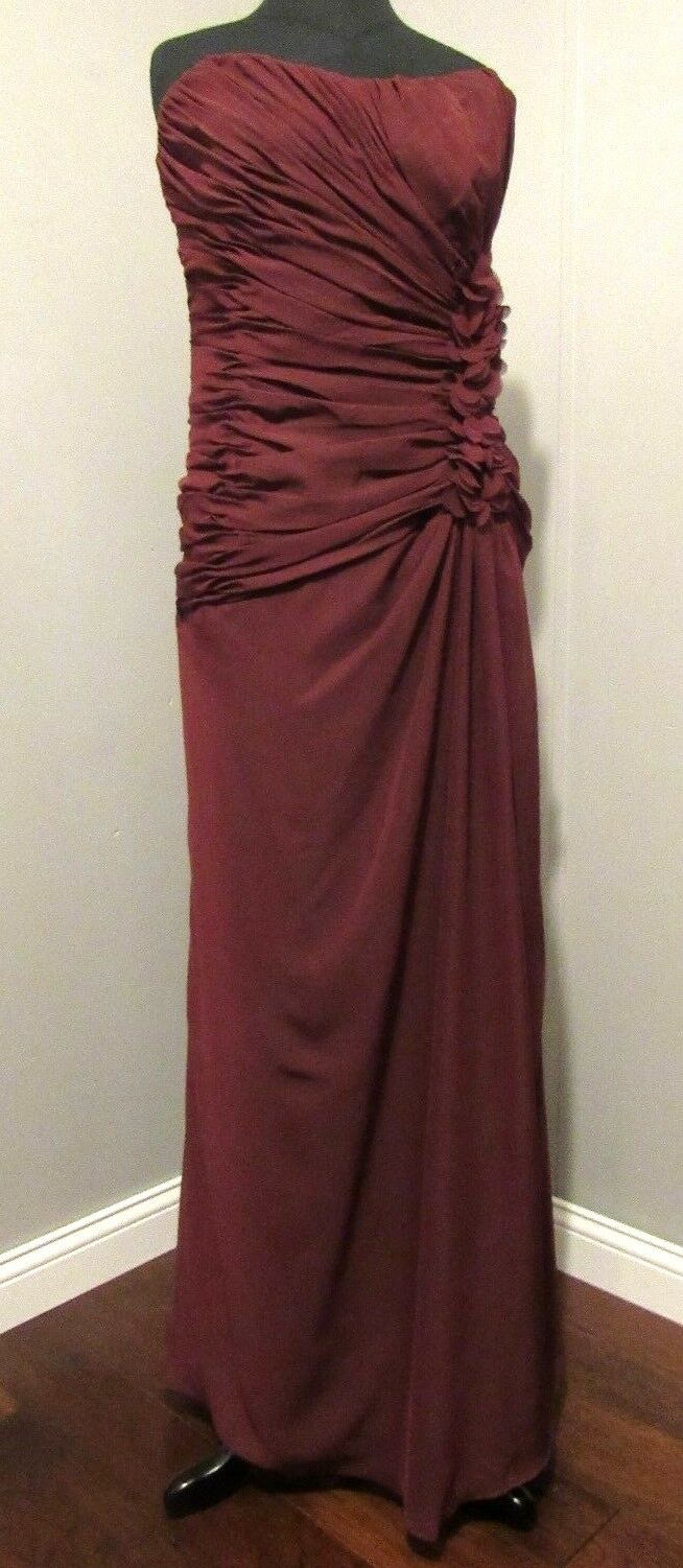 Asymmetrical Chiffon Dress By Jordan Couture Collection Size 24 Chianti In Color