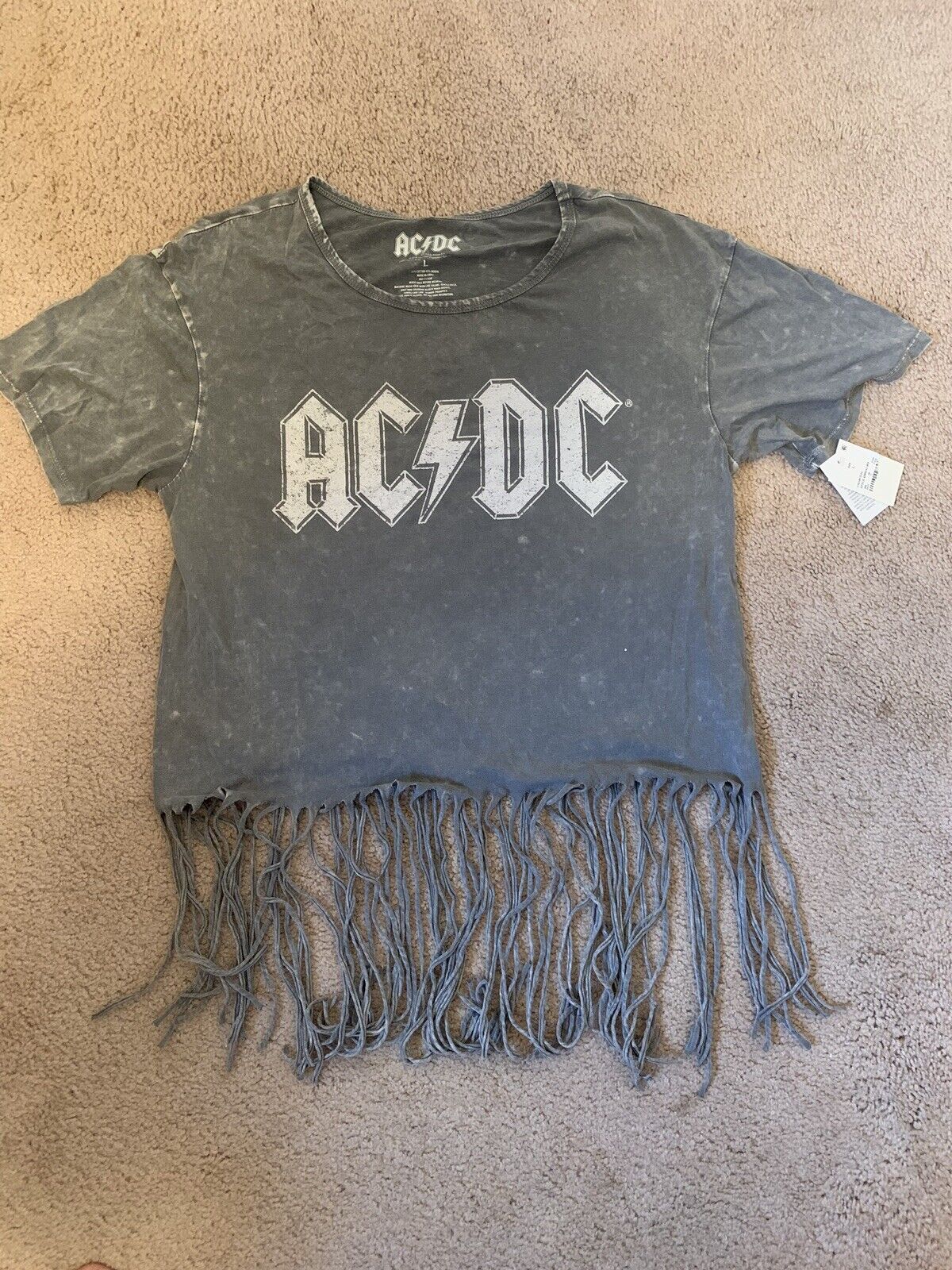Acdc Fringed Stretch Shirt/top Sz Lg. New With Tags Women’s , Fringed .vintage