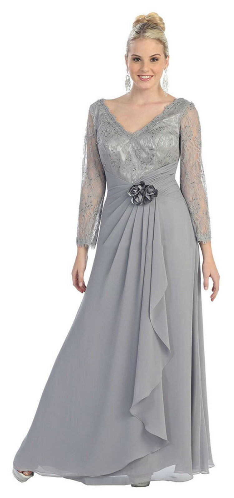 Sale ! Plus Size Mother Of The Bride Groom Dress Formal Evening Long Sleeve Gown