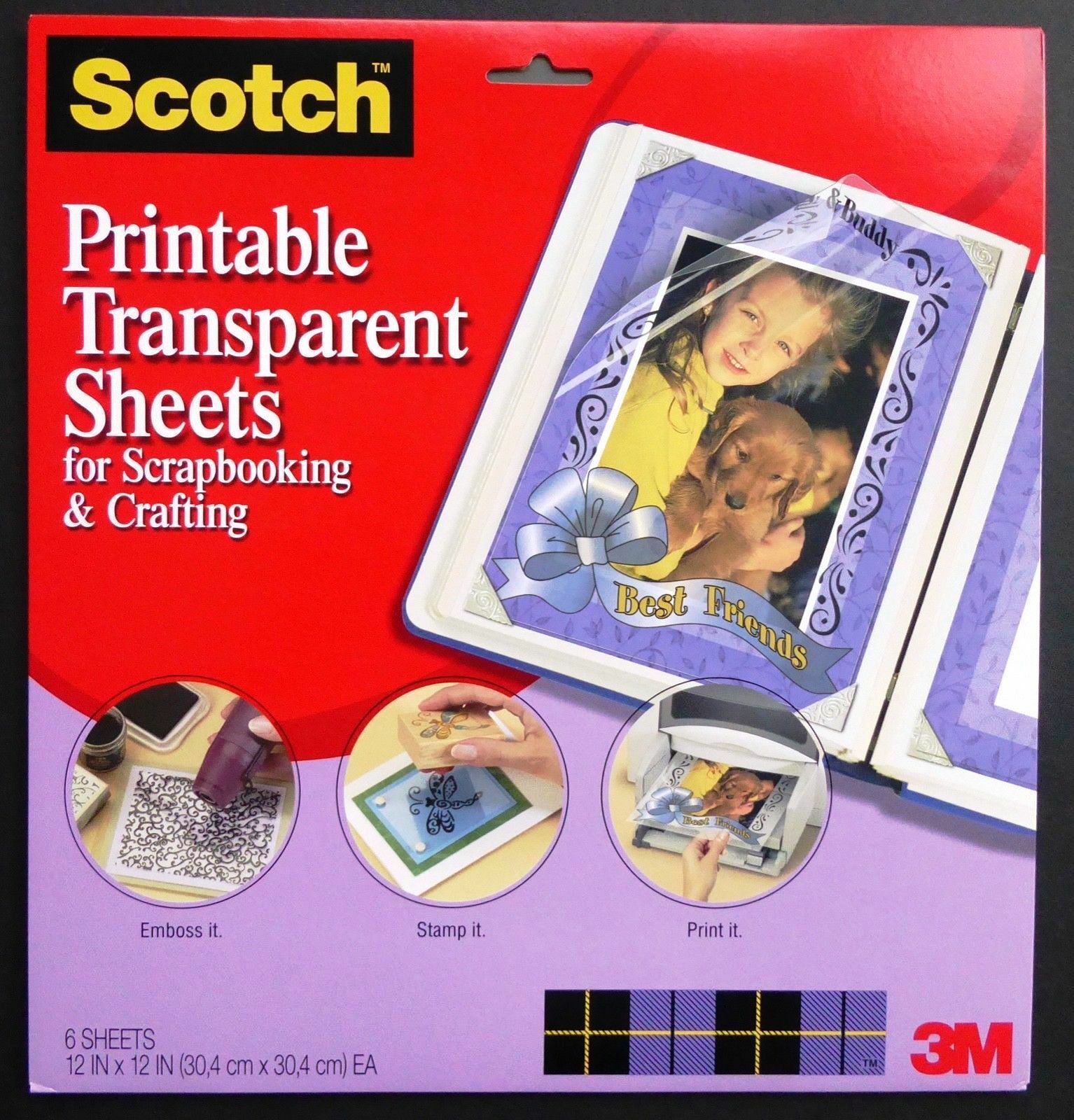 Scotch 3m Printable Transparent Sheets Scrapbooking~crafts~emboss~stamp 12"x12".