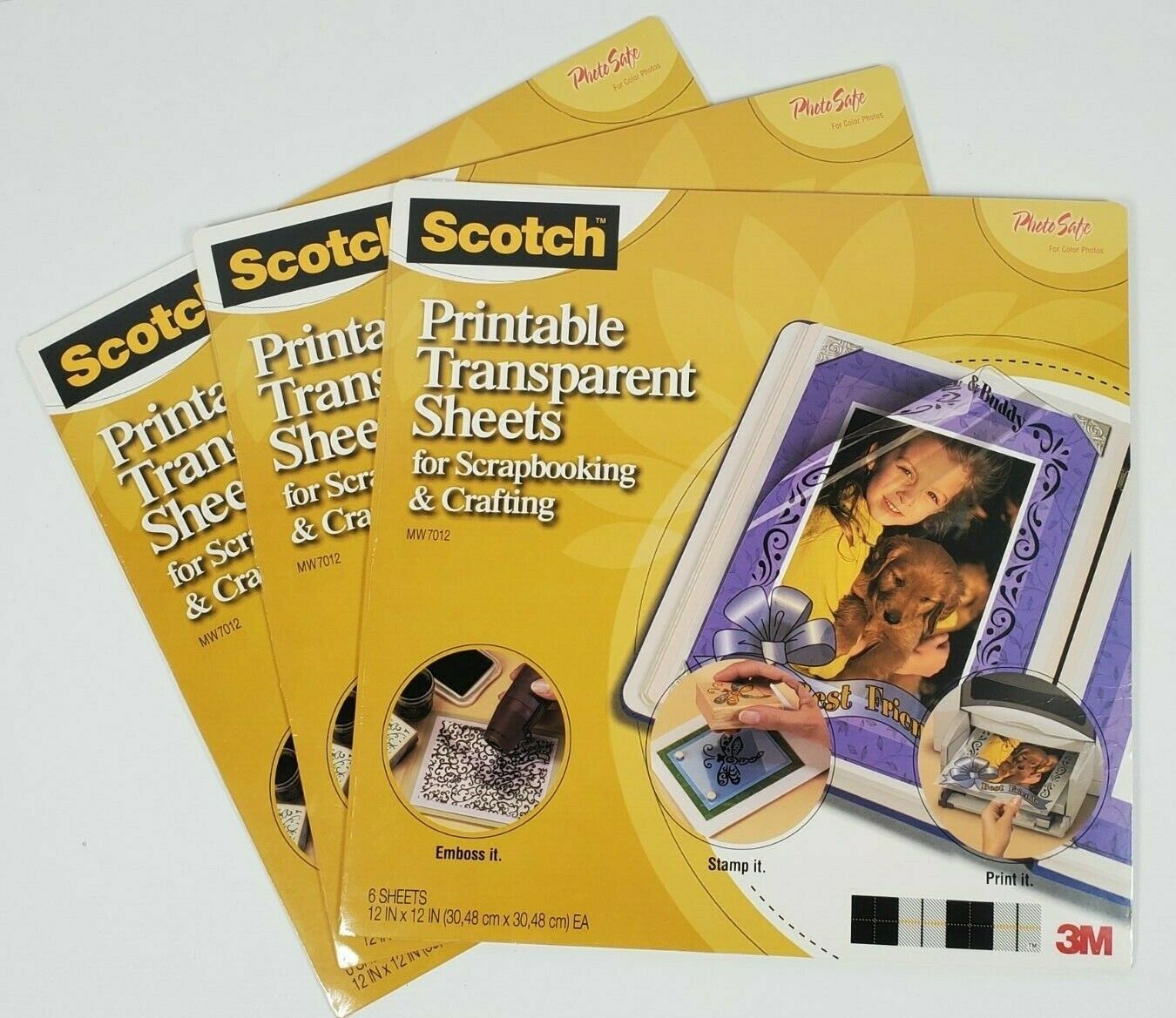 Lot Of 18 (3, 6 Packs) Scotch 3m Printable Transparent Sheet Scrapbooking 12x12