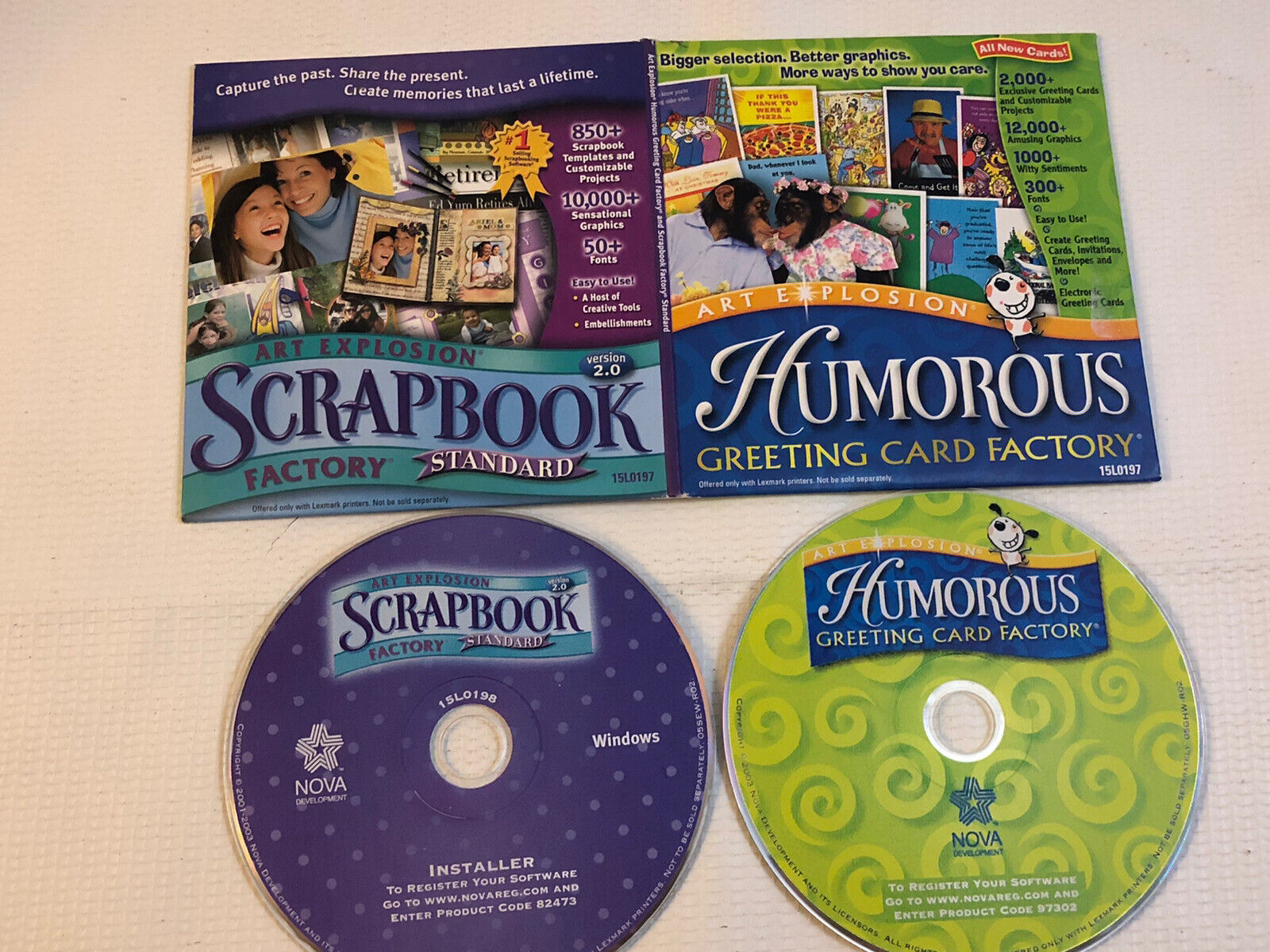 2 Disc Scrapbook Factory Standard Version 2.0 Greeting Card Humorous Xp 98 Cdrom