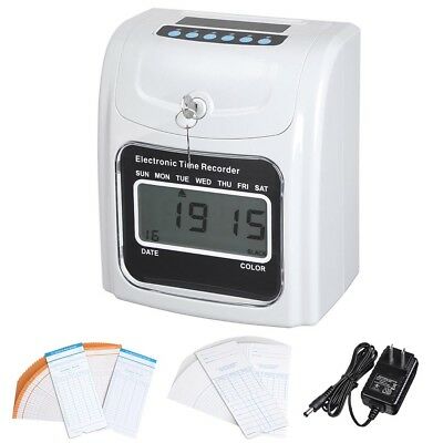 Employee Attendance Punch Time Clock Payroll Recorder Lcd Display W/ 100 Cards