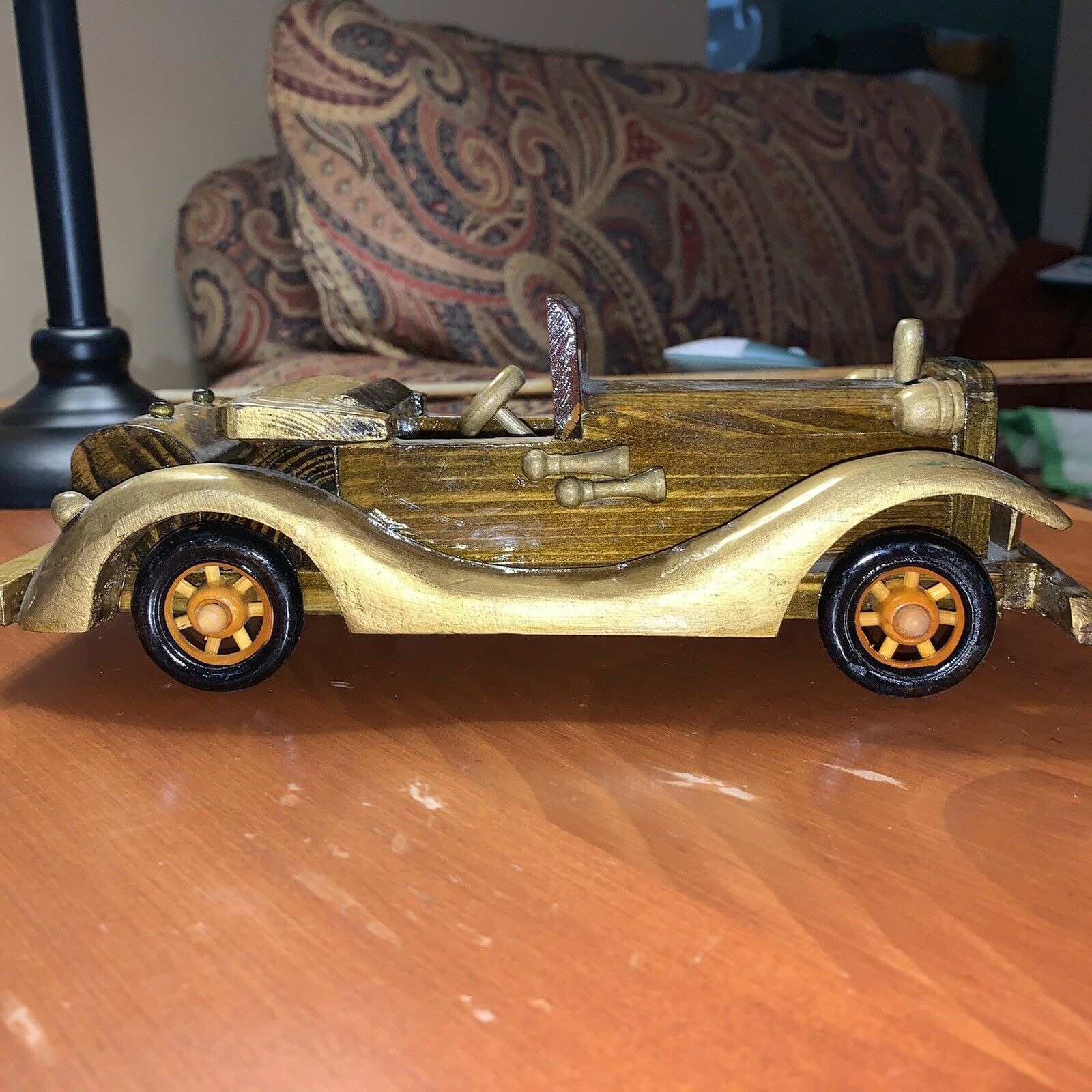Vintage Wooden Car Handmade Crafted Collectible 10”