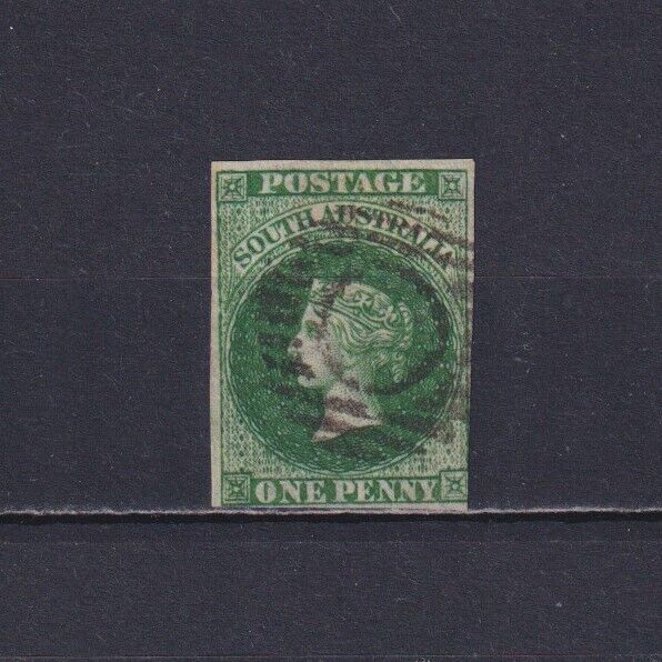South Australia 1855, Sg# 1, Cv £500, Wmk Large Star, 1d Green, Qv, Used