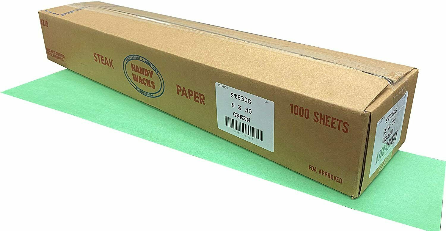 St630g, 6" X 30" Steak Paper, Green, 1000 Sheets