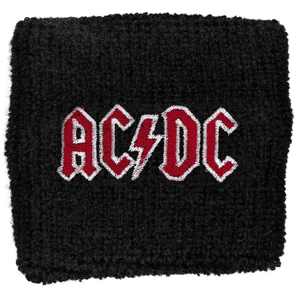 Ac Dc Official Gothic Logo Sweatband Wristband Training Sport Black White Red